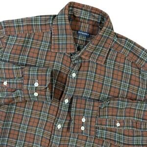 Suit Supply Flannel Shirt Mens 14.5 Small Orange Plaid Cotton Fall Winter Colors